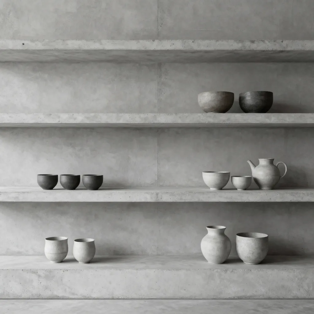 Shallow concrete bowl for keys or objects