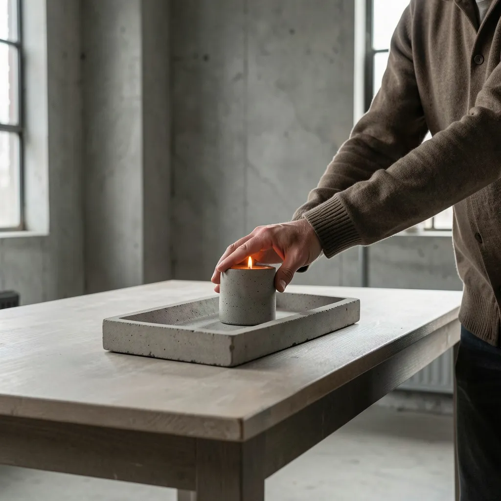 Minimal interior with concrete and wood accents